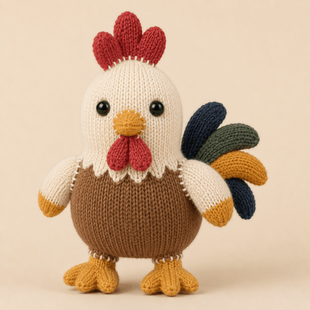 Harvest Rooster Plushie – Rooster Knitting Pattern PDF