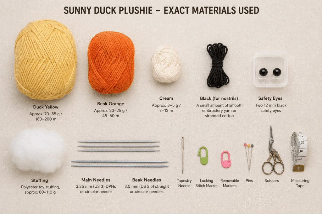 duck-plushie-knitting-pattern-sunny-duck-materials