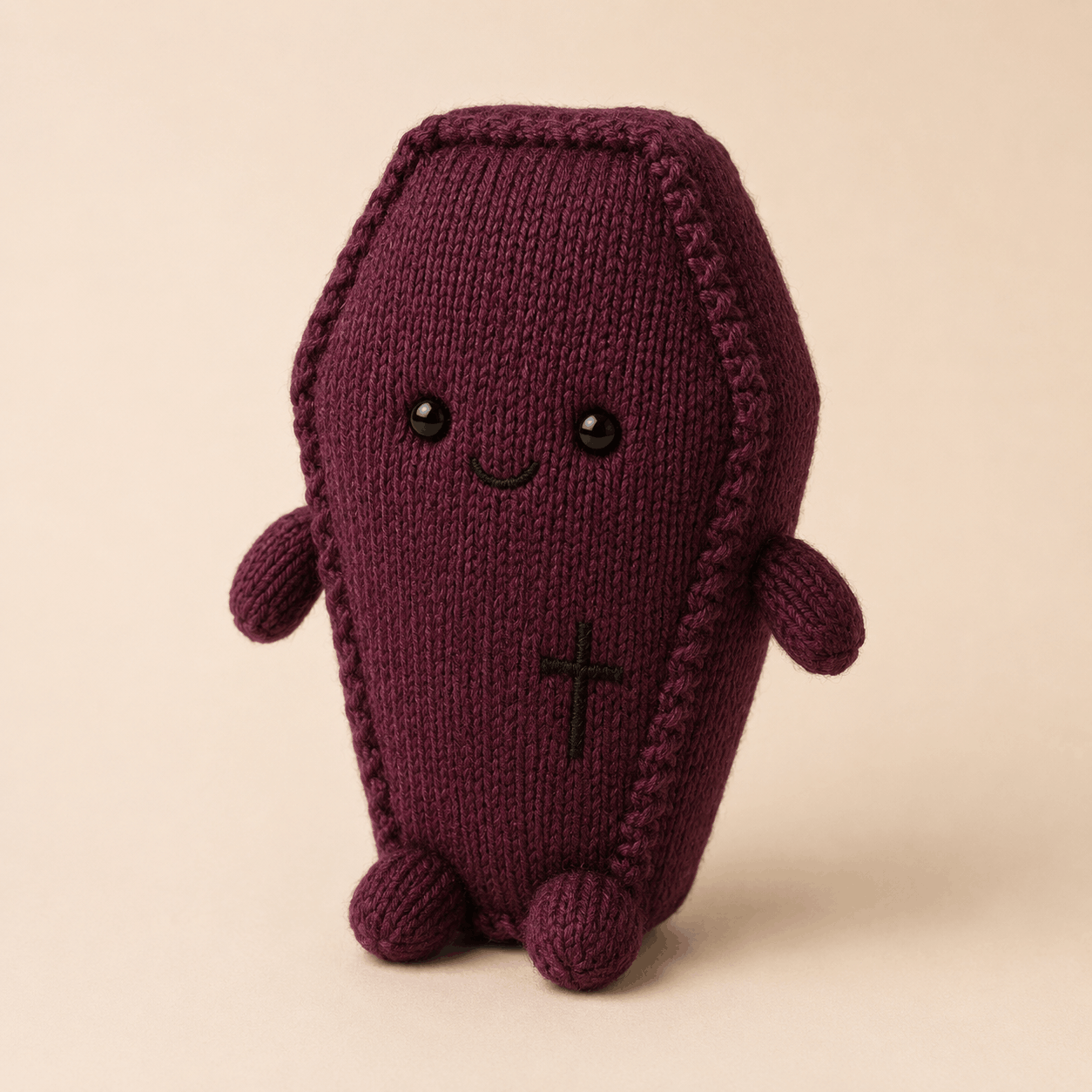Morta the Coffin Plush Knitting Pattern – Halloween Plushie